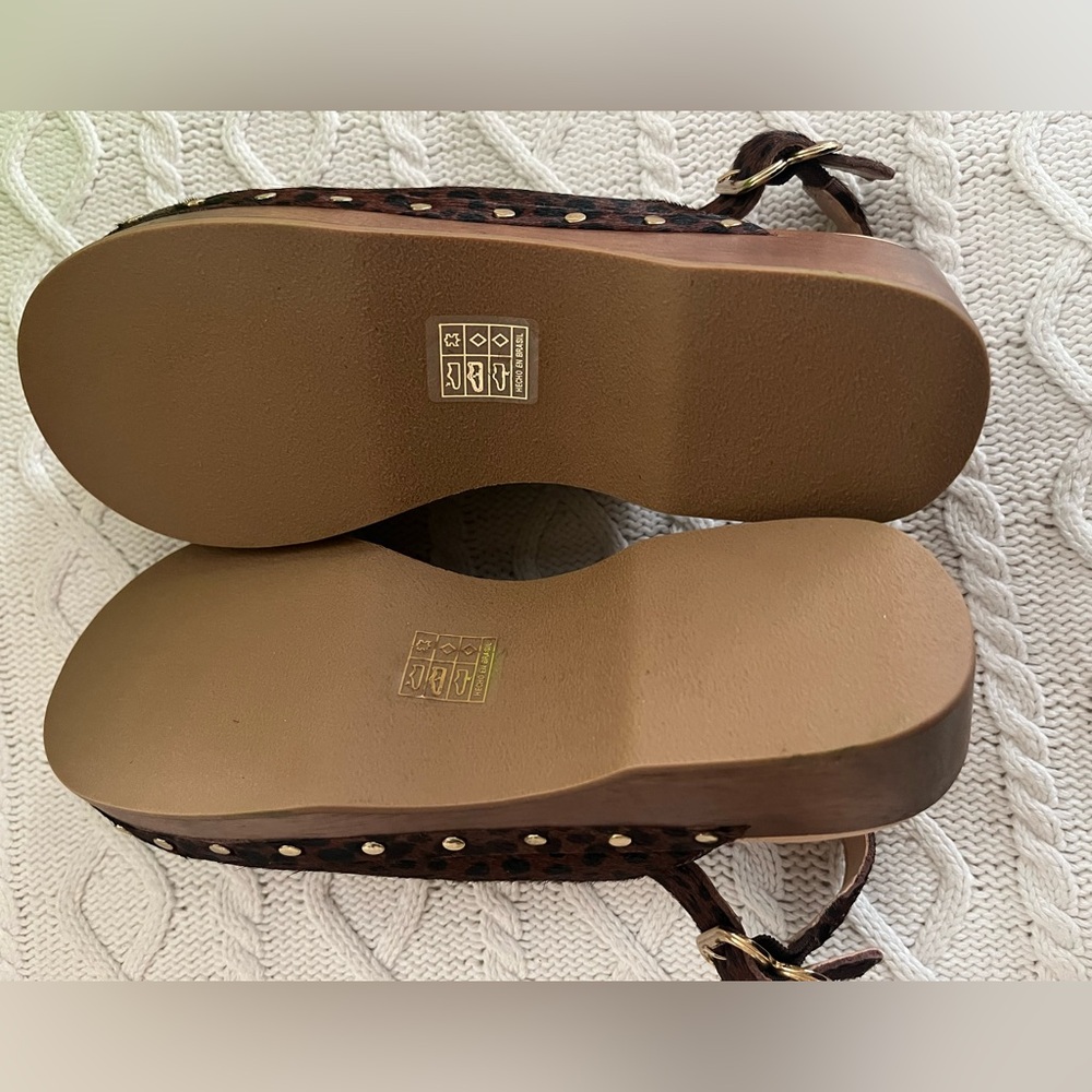 New! Sam Edelman Calf-hair/Leather Studded Wooden Clog Women’s Size 6 - Picture 10 of 16